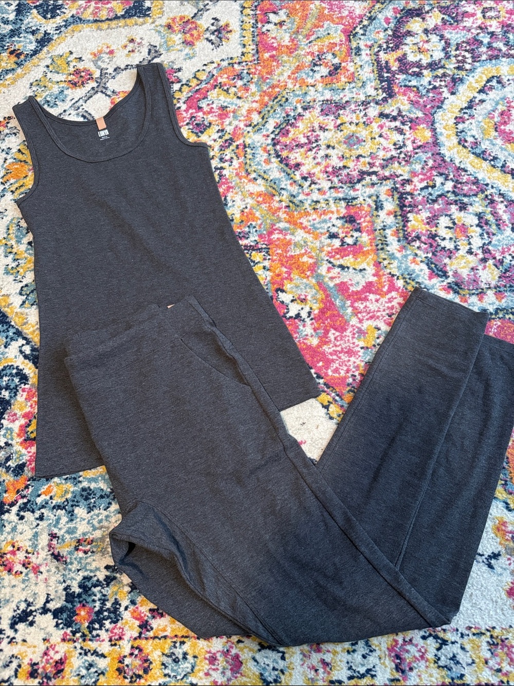 Lunya Gray Restore Tank and Legging Lounge PJ Set Size Medium